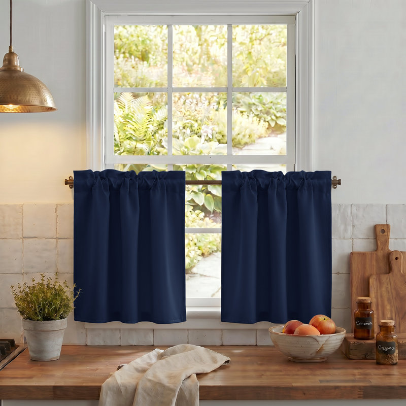 Polyester Blackout Rod Pocket Valance, 34" W x 30" L, Navy