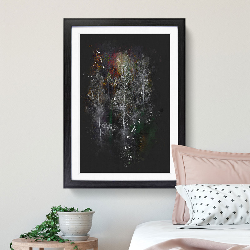 Autumn Trees in Switzerland - Framed Print, 45cm H x 33cm W x 2cm D, Black Framed