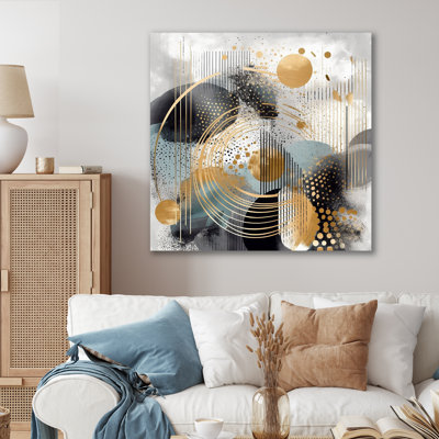 Or et gris, formes modernes, minimalisme II - décoration murale abstraite