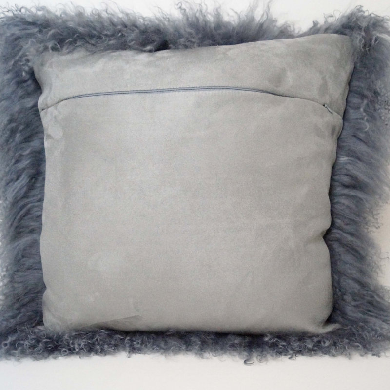 Tibetan Microsuede Throw Pillow, 16" x 16", Rust Tri Tipped, No Pattern