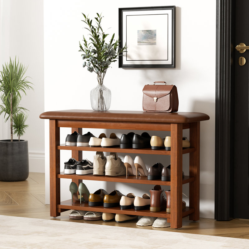 Solid Wood Shoe Storage Bench - 47-Inch Height, 16.5" H x 47.2" W x 11.8" D