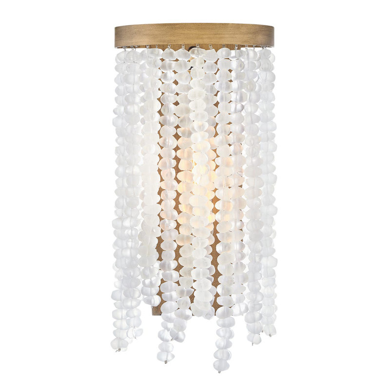 Dune Single Light Hand-Strung Sea Glass Wall Sconce, Burnished Gold