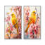 «Golden Finch parmi les fleurs roses», art mural 2 pièces-857382926-857383029