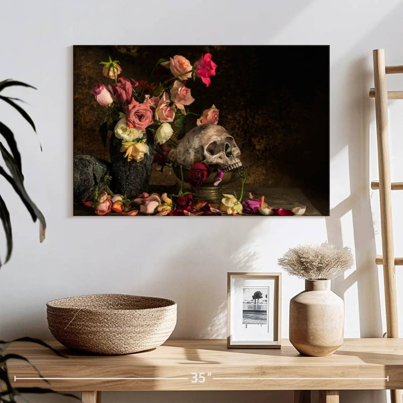 Crâne floral élégant, H 20 po x l 30 po