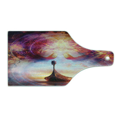 Ambesonne Viking Tempered Glass Cutting Board Dragon Head Boat Violet Multicolor