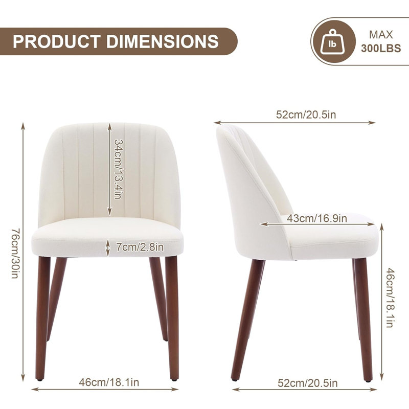 Linen Side Chair, Beige, 4, Beige