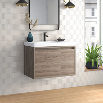 30.5" Wall-Mounted Single Bathroom Vanity With Cultured Marble Top