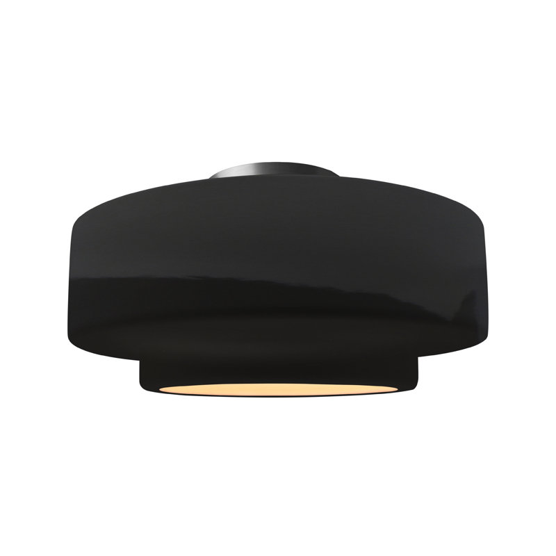 Plafonnier semi-encastré Radiance, H 8 po x l 16,5 po x P 16,5 po, Lustre noir, Nickel brossé