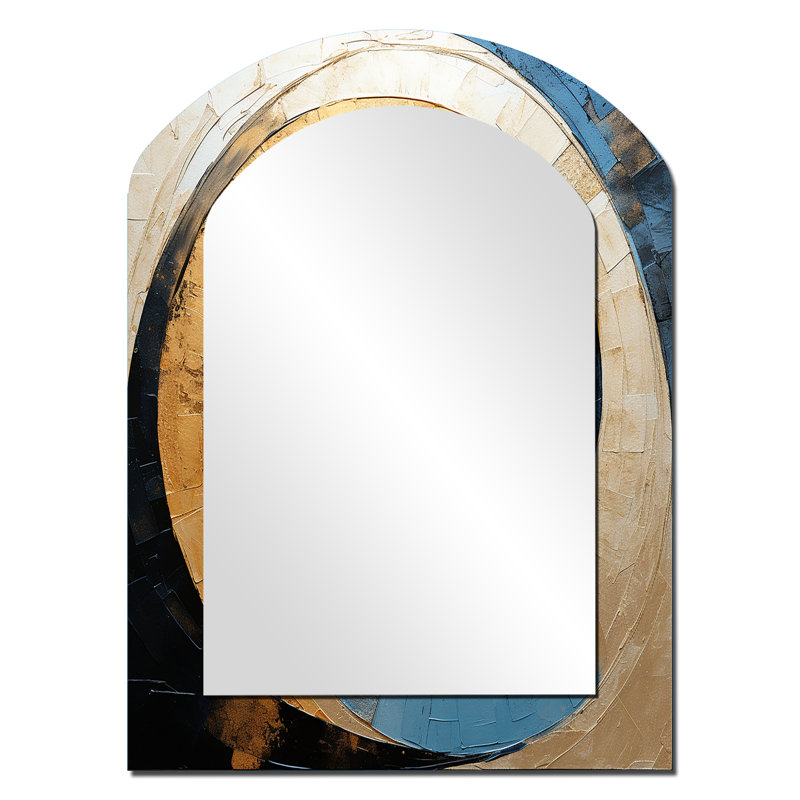Miroir mural arqué sur métal doré, 34 po x 25 po