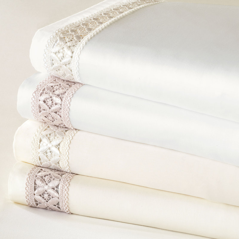 Juliet Flat Sheet, King Flat Sheet, Ivory/Ivory