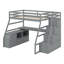 Lit mezzanine avec 7 tiroirs, 2 tablettes et un bureau-1171062019