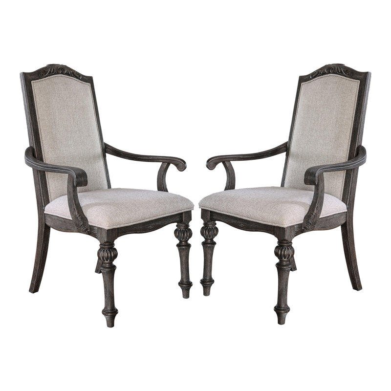 Chaise avec accoudoirs Mohall, Ivoire / naturel rustique / bois naturel
