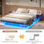 Floating Bed Frame with LED Lights and Charging Station Bed Frame with Storage Shelves Metal Platform Bed Frame,Under-bed Storage/Noise Free-1696994249