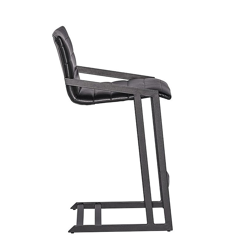 Webber Upholstered Stool with Metal Frame, Black Faux Leather, Counter Stool (26" Seat Height)