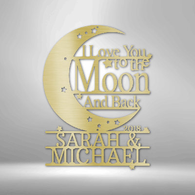 Décoration murale en acier personnalisée, monogramme de la lune et du dos en acier