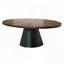 Table basse ovale avec plateau brillant et base cylindrique