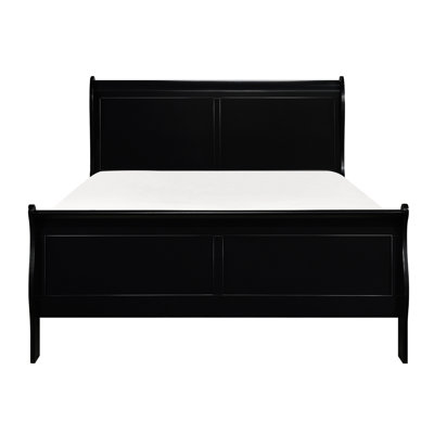Lit pour chambre double en bois de style traditionnel noir, style, avec tête de lit et rails, sommier essentiel, lit simple à assembler pour la chambre à coucher, avec nécessaire