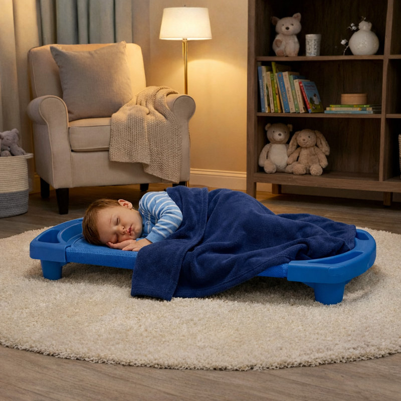 Berceau de garde pour enfants Angeles SpaceLine, lit de bébé empilable pour tout-petits pour enfants d'âge préscolaire et de classe, taille simple, bleu océan