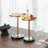 2 Pcs Adjustable Side Table, Small Tea Martini Table, Gold, Natural Marble Decorative Pedestal End Table For Display And Storage