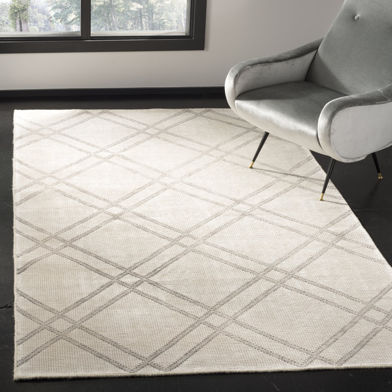 Tapis en bambou / coton noué à la main délavé à la main Bradenton, Rectangle 8 pi x 10 pi