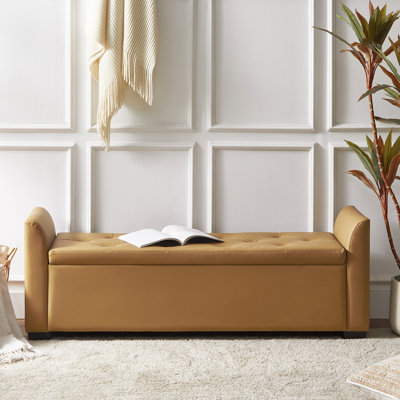 Stilla Transitional 57.75"Wide Tufted Storage Bench with Flared Arms
