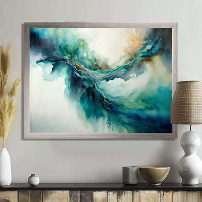 «Turquoise Waves Impressions Of Infinity», peinture abstraite, art mural