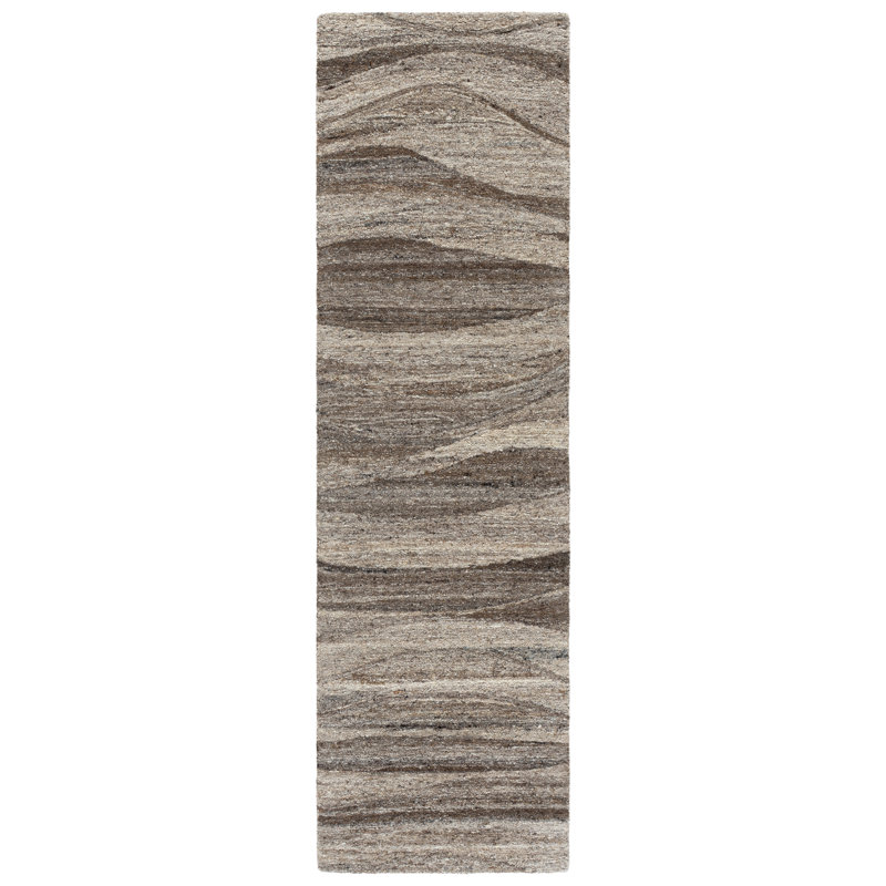 Oakwood 102 touffeté à la main 80% laine; Tapis abstrait 20% coton, Tapis de couloir 2 pi 3 po x 8 pi 0 po