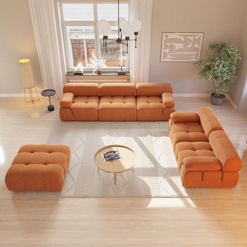 Ensemble de salon modulaire 3 pièces, Orange