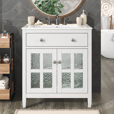 Bathroom Vanity with Adjustable Shelf and Tip-Out Tray