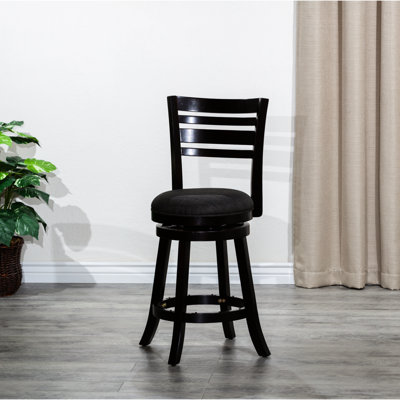 Le tabouret de bar de 30 po à dossier à lattes, siège en tissu gris anthracite, ajoute du charme à n'importe quel tabouret de chambre en tissu, avec des matériaux de fabrication