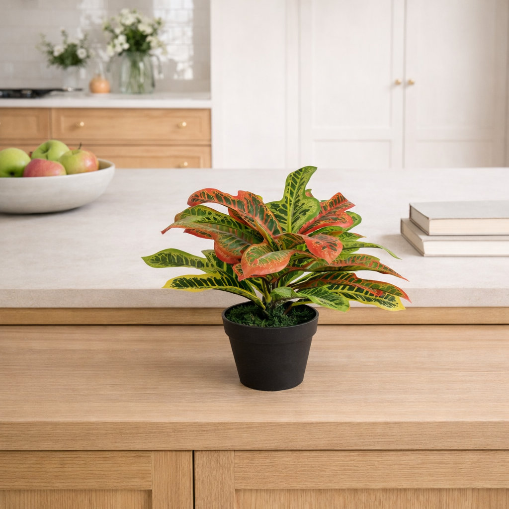 Leaf Tropical Croton Artificial Plant 40cm Orange - Image 5
