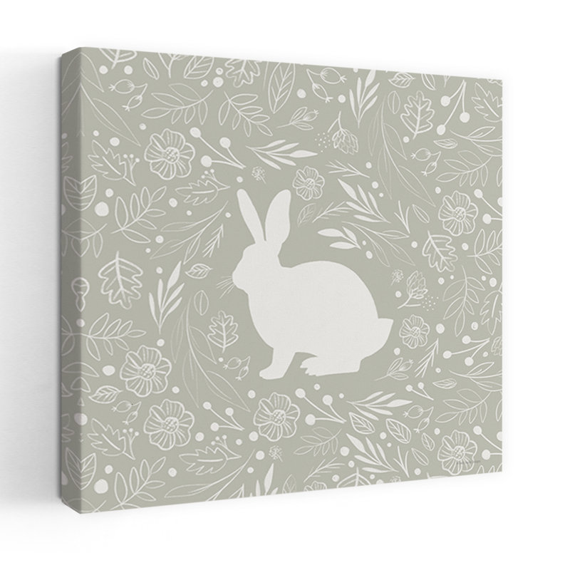Art floral de lapin floral, H 48 po x l 48 po
