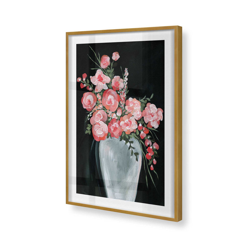 «Delicate Coral Blossoms II», impression dans un cadre noir, 36 po x 24 po, H 11,25 po x l 9,25 po, Cadre photo doré simple
