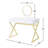 Rectangular White And Gold Vanity Desk With Mirror Jewelry Tray, Metal Frame, 2 Drawers For Spacious Bedroom Storage Solutions