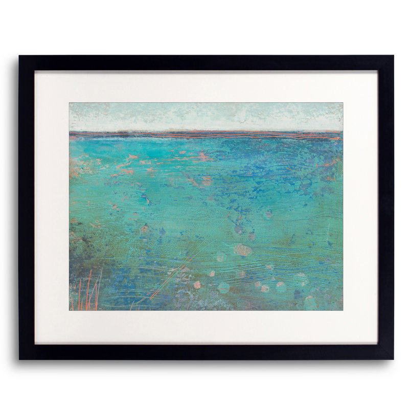 Tide's End par Victoria Primicias - Peinture, H 17,25 po x l 21,25 po, Papier avec cadre noir