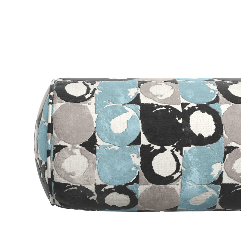 Birstall Rayon/Viscose Bolster Pillow Cover & Insert, Blue Geometric, 9"H x 48"W