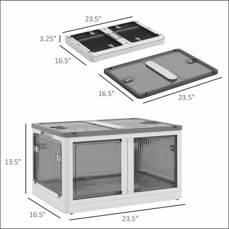 Stackable Storage Bins with Lids, Wheels, and Collapsible, White