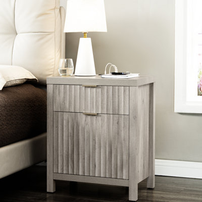 Arrilla 25'' H 2 - Drawer Nightstand with Built-In Outlets
