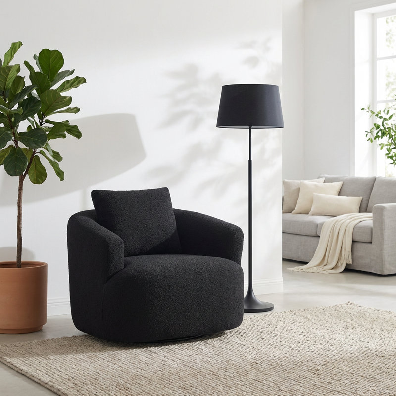 360-Degree Swivel Round Upholstered Comfort Chair with Ergonomic Design