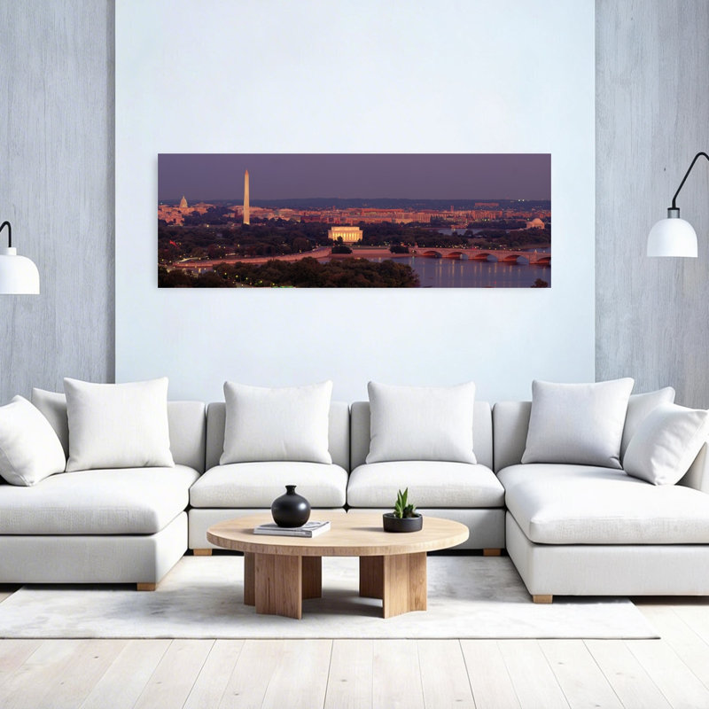 USA Washington DC Aerial Night by Maxwell MacKenzie - Wrapped Canvas Panoramic Print, 50.8 cm H x 152.4 cm W