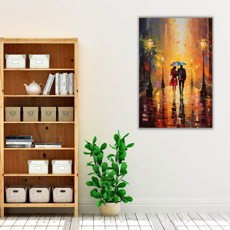 Impression romantique 2, H 30 po x l 20 po x P 1,25 po, Toile avec cadre flottant noir