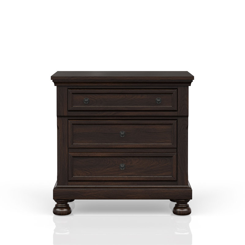 Dark Cherry Nightstand Two Drawer