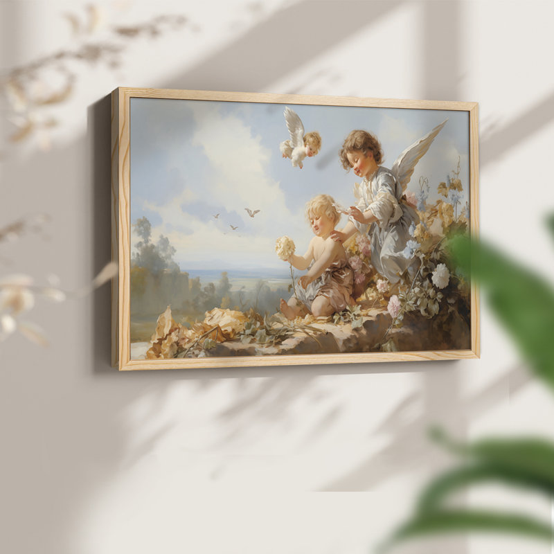 Angels From Above-III - Reproduction encadrée - Restickable, H 8 po x l 10 po, Encadré naturel