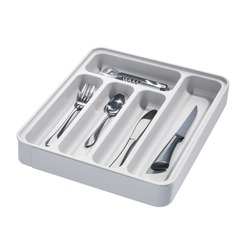 iDesign Eco BPA-Free Recycled Plastic Expandable Flatware and Cutlery Tray, Flint