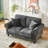 63" Modern 2-Seater Sofa with Rolled Arms,Chenille Upholstered Couch with Wood Legs and Nailhead Trim for Living Room, Apartment,Gray-1556236598
