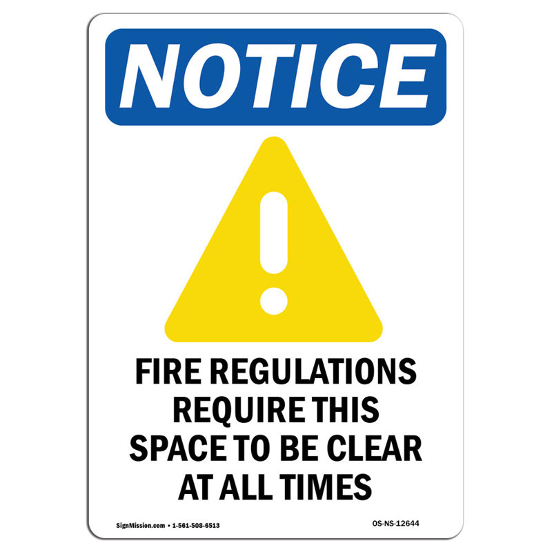 Fire Regulations Require Sign with Symbol
