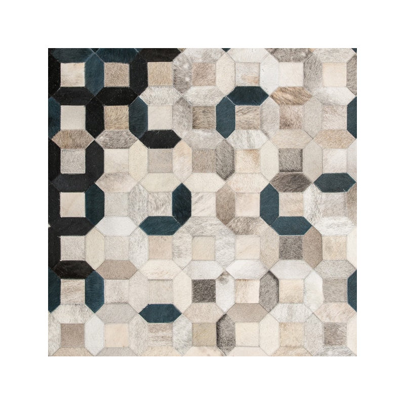 Trellis Cowhide Geometric Area Rug, Rectangle 4'7" x 5'11"