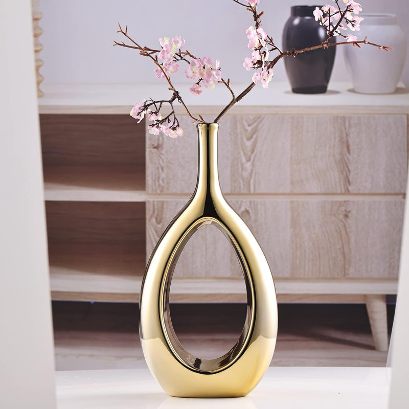 Vase en céramique or brillant , Gold