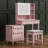 Dorlan 50'' Wide With Flower Shape Vanity With Stools And Mirrors-739920327