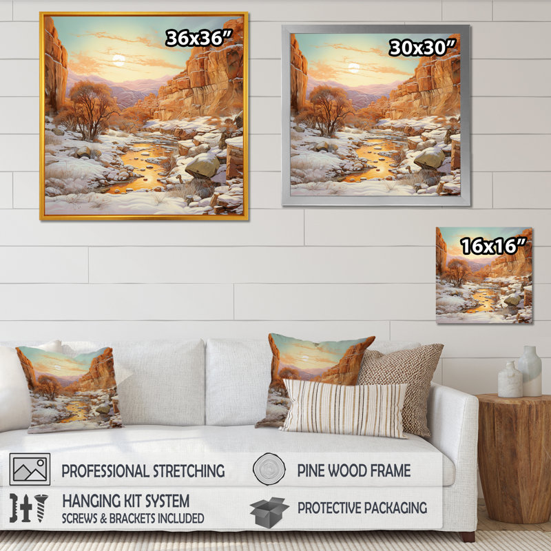 " Canyon Winter Scenery I ", Wrapped Canvas, 16" H x 16" W x 1" D